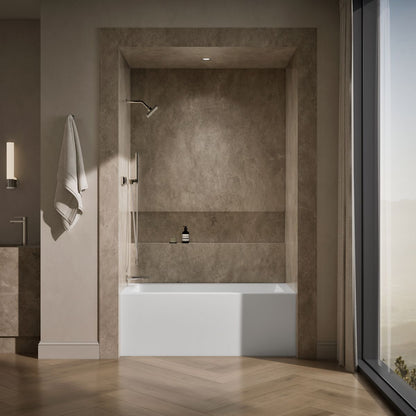 KOHLER K-20201-LA Underscore 60" x 30" alcove bath with integral apron, integral flange, and left-hand drain