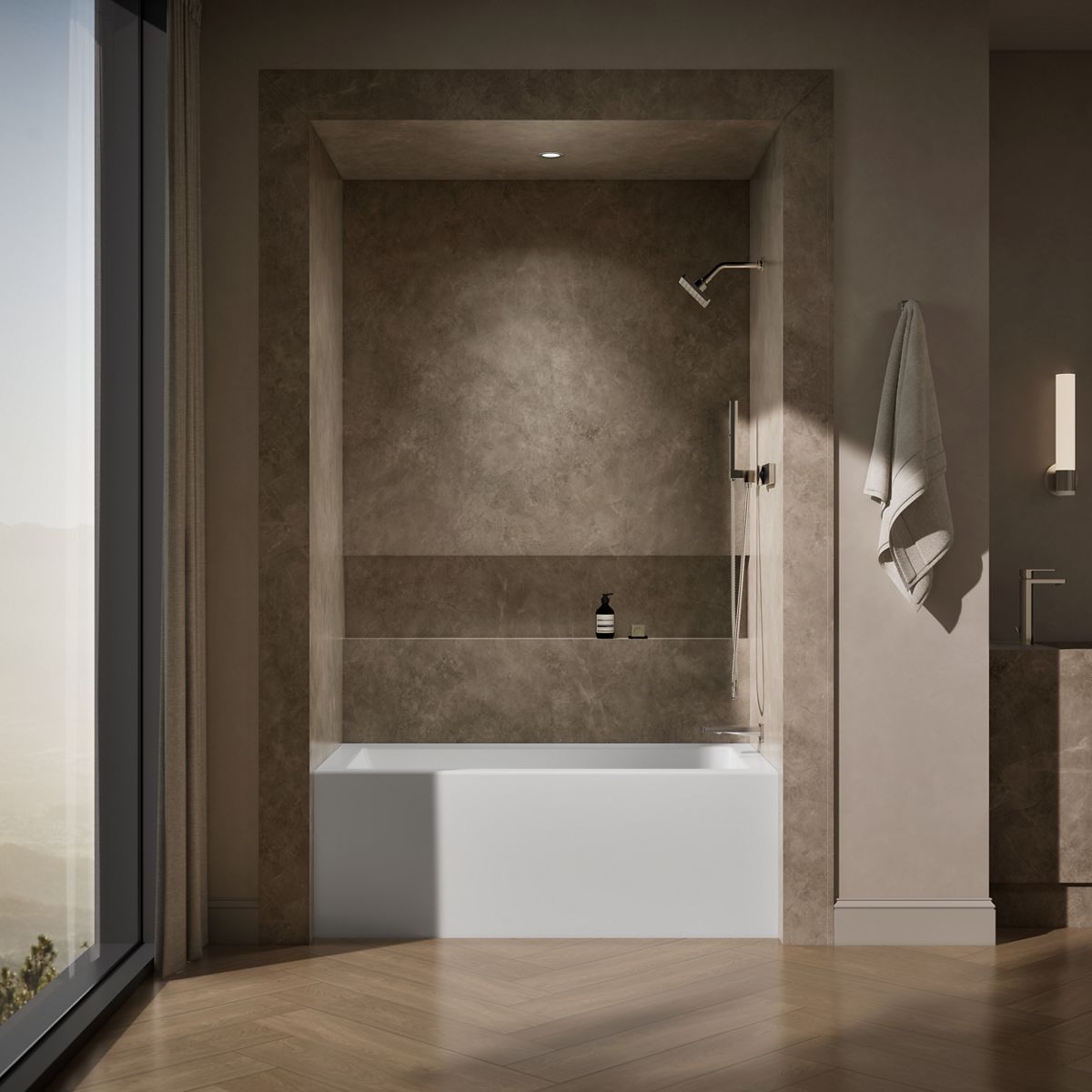 KOHLER K-20202-RA Underscore 60" x 32" alcove bath with integral apron, integral flange, and right-hand drain