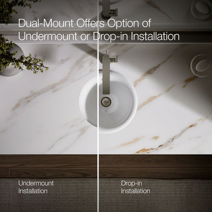 KOHLER K-20211 Iron Plains 12" round drop-in/undermount/vessel bathroom sink
