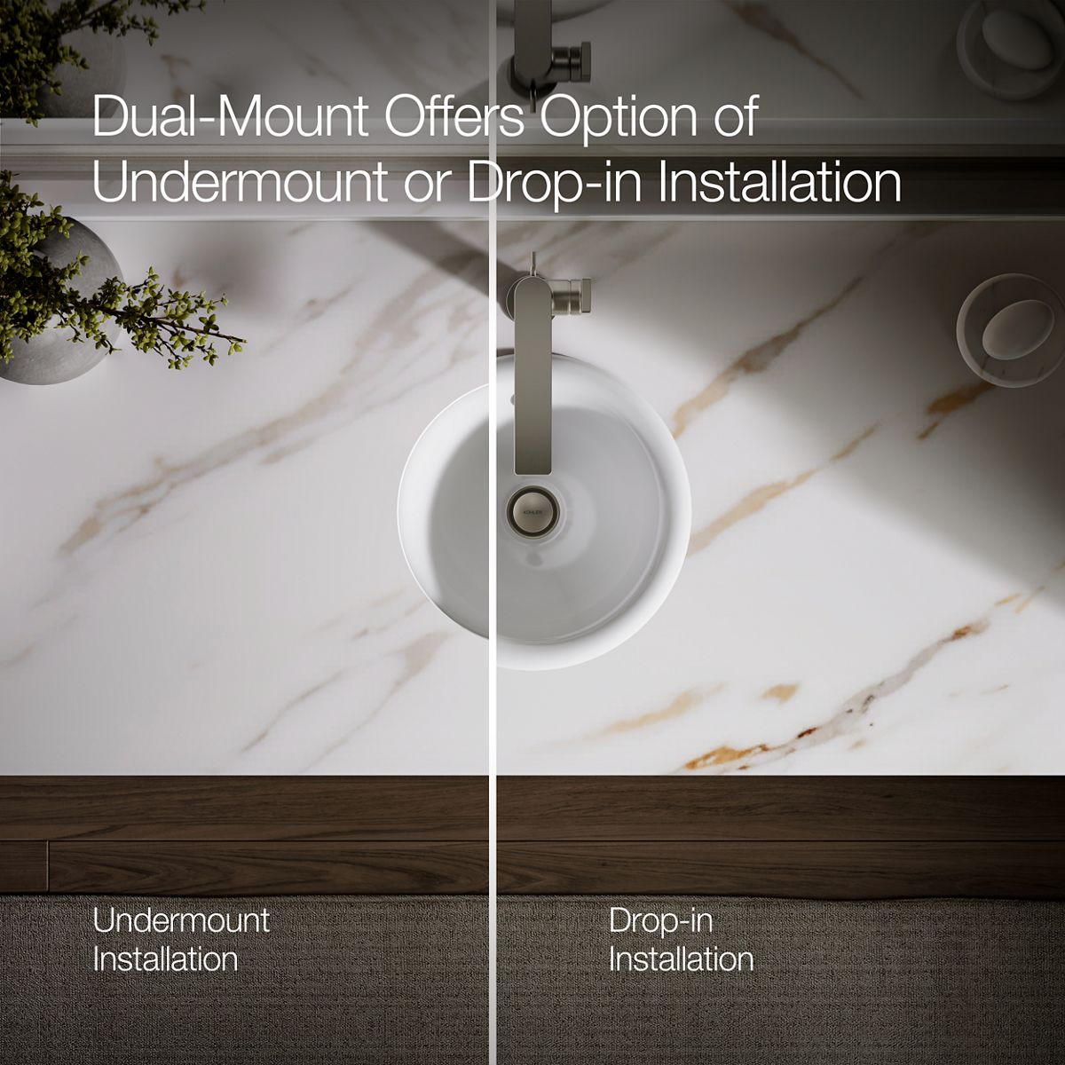 KOHLER K-20211 Iron Plains 12" round drop-in/undermount/vessel bathroom sink