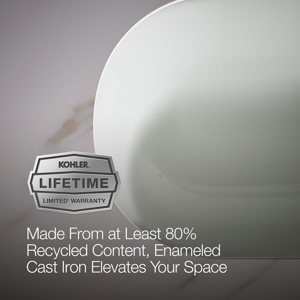KOHLER K-20213 Iron Plains 33" oval drop-in/undermount bathroom sink