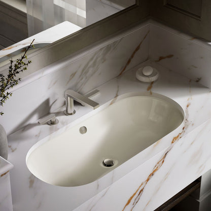 KOHLER K-20213-B Iron Plains 33" oval drop-in/undermount/vessel bathroom sink with Biscuit painted underside