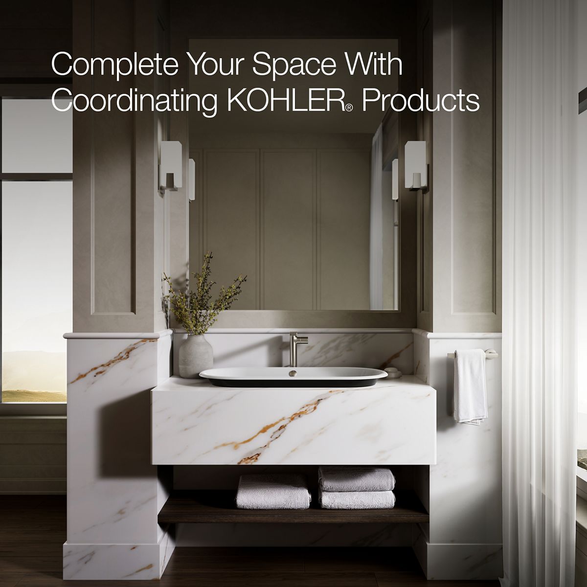 KOHLER K-20213-P5 Iron Plains 33" oval drop-in/undermount/vessel bathroom sink with Iron Black painted underside