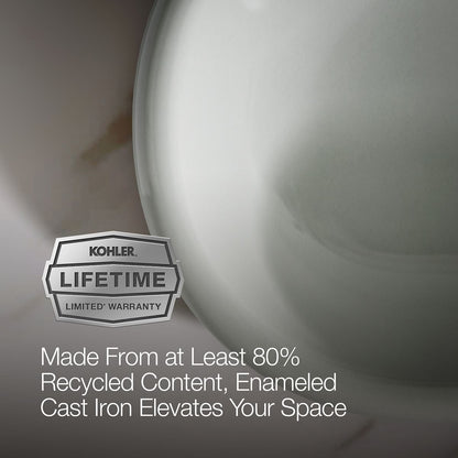KOHLER K-20213-W Iron Plains 33" oval drop-in/undermount/vessel bathroom sink with White painted underside
