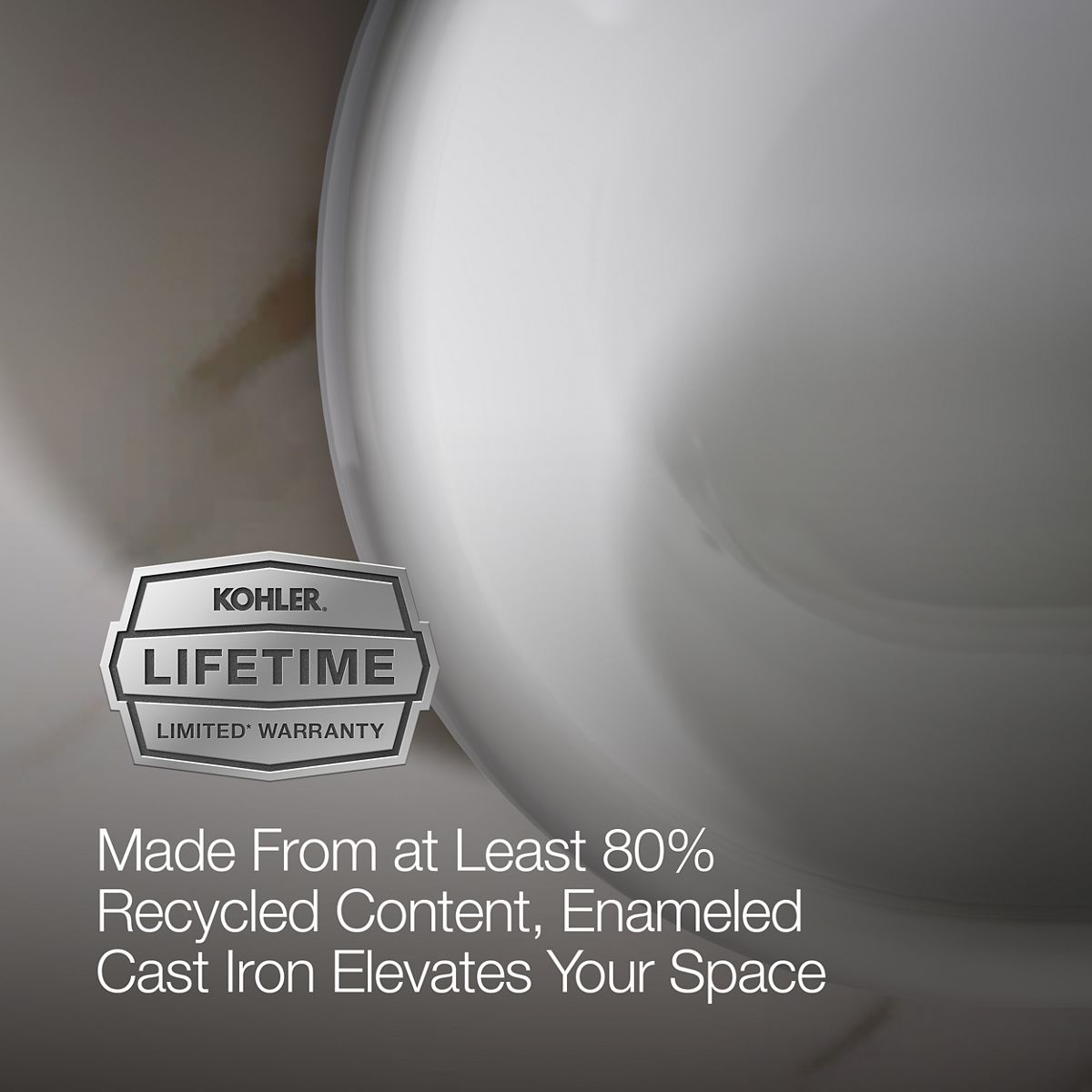 KOHLER K-20213-W Iron Plains 33" oval drop-in/undermount/vessel bathroom sink with White painted underside