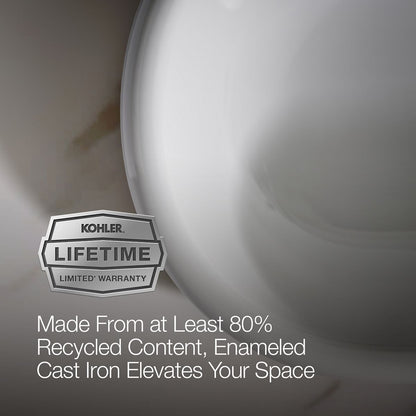 KOHLER K-20213-W Iron Plains 33" oval drop-in/undermount/vessel bathroom sink with White painted underside
