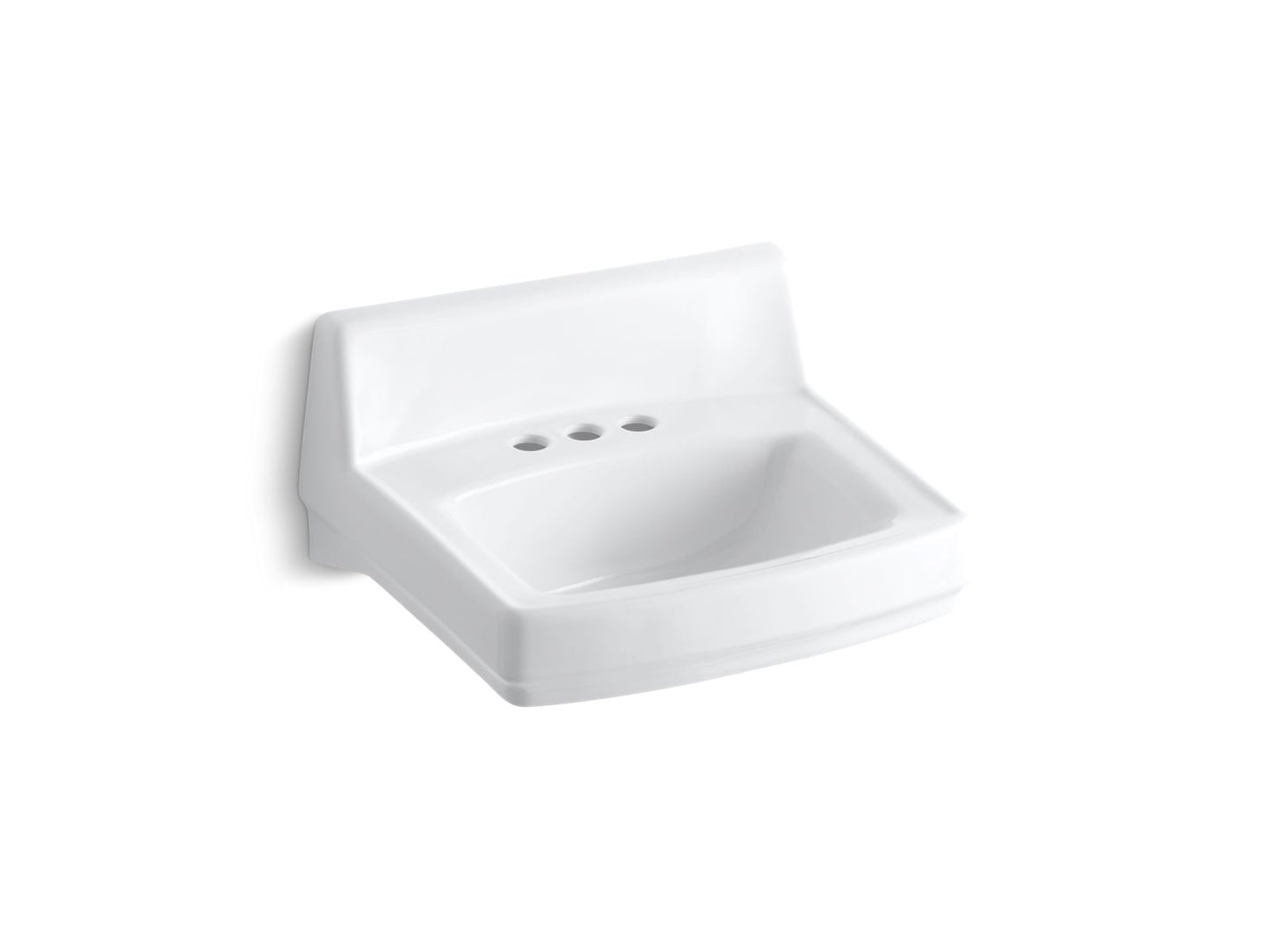 KOHLER K-2032-N Greenwich 20-3/4" x 18-1/4" wall-mount/concealed arm carrier bathroom sink with 4" centerset faucet holes and no overflow