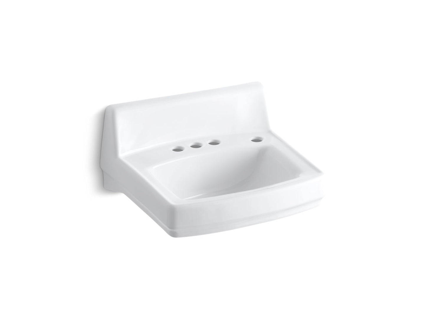 KOHLER K-2032-R Greenwich 20-3/4" x 18-1/4" wall-mount/concealed arm carrier bathroom sink with 4" centerset faucet holes and right-hand soap dispenser hole