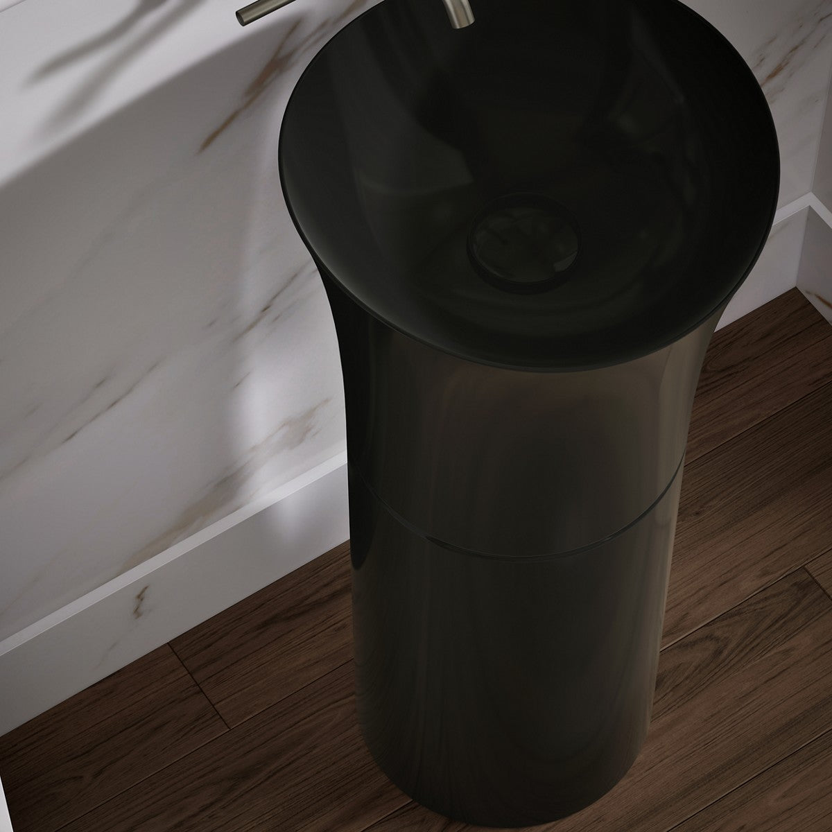 KOHLER K-20701-N Veil pedestal bathroom sink without overflow, black - view 4