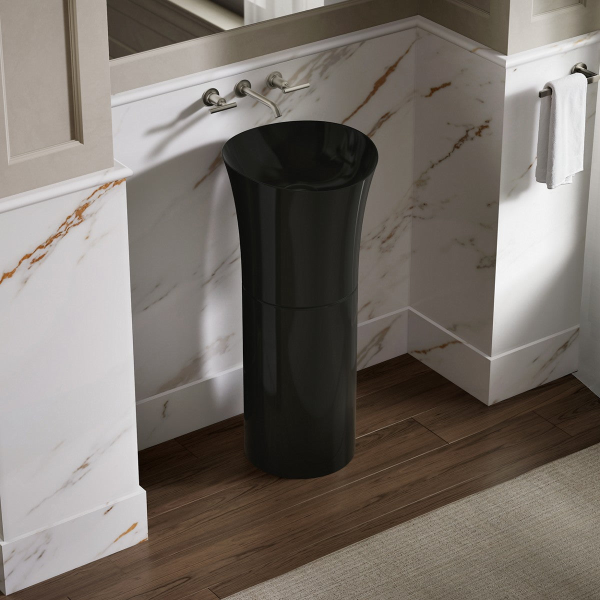 KOHLER K-20701-N Veil pedestal bathroom sink without overflow, black - view 5