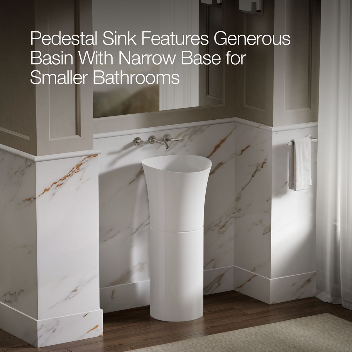KOHLER K-20701-N Veil pedestal bathroom sink without overflow