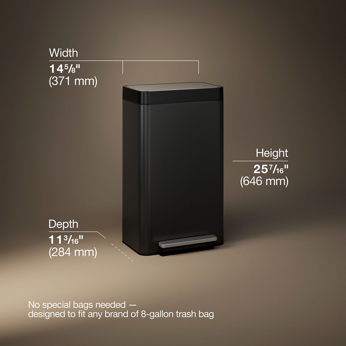 KOHLER K-20941 8-gallon loft stainless steel step trash can