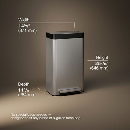 KOHLER K-20941 8-gallon loft stainless steel step trash can