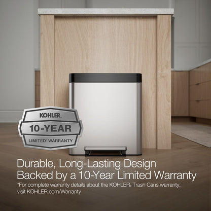 KOHLER K-20942 8-gallon stainless steel step trash can