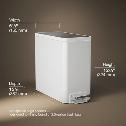 KOHLER K-20957 2.5-gallon slim step trash can