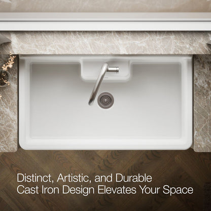KOHLER K-21103-1HW Farmstead 45" top-/wall-mount single-bowl workstation farmhouse kitchen sink