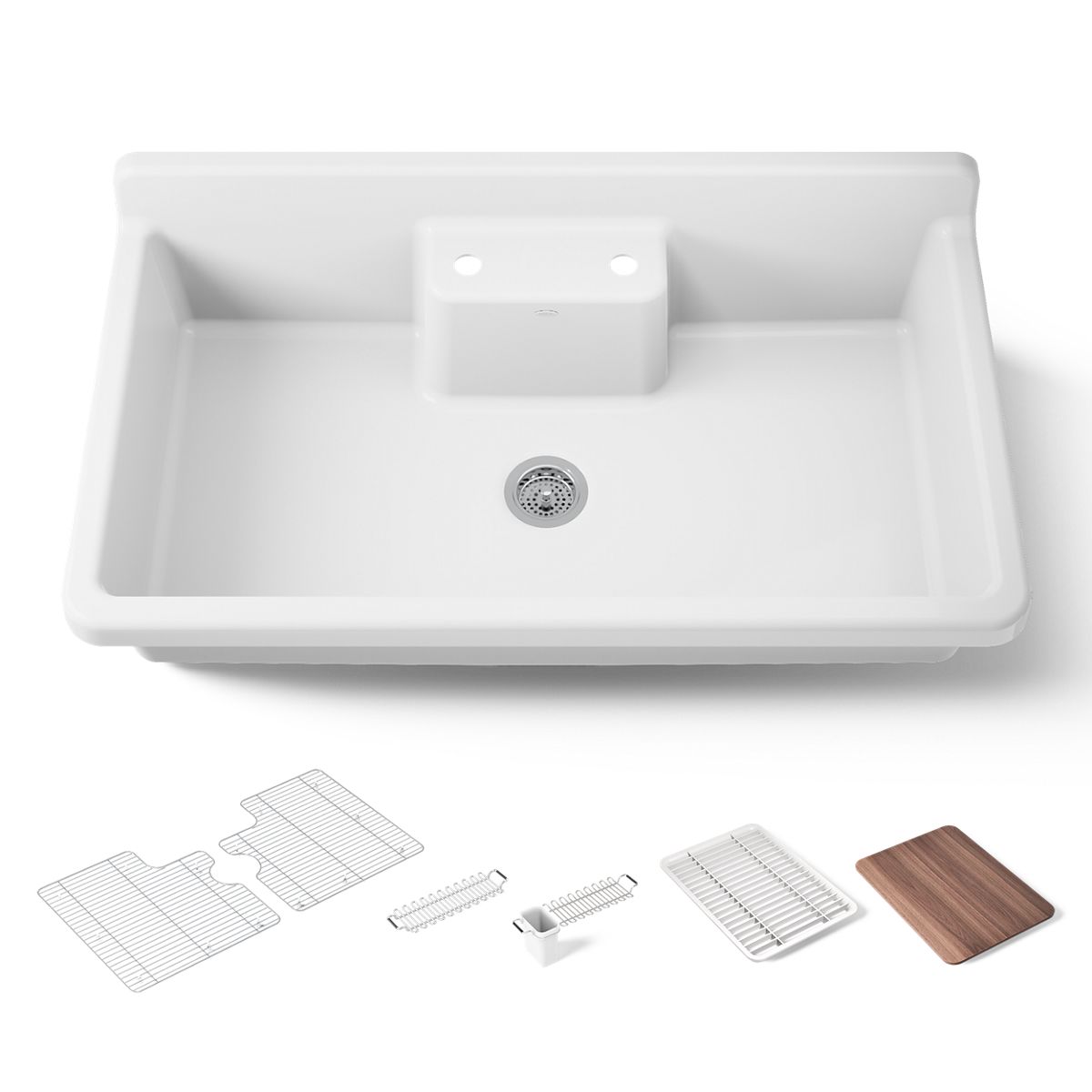KOHLER K-21103-2HP5 Farmstead 45" top-/wall-mount single-bowl workstation farmhouse kitchen sink
