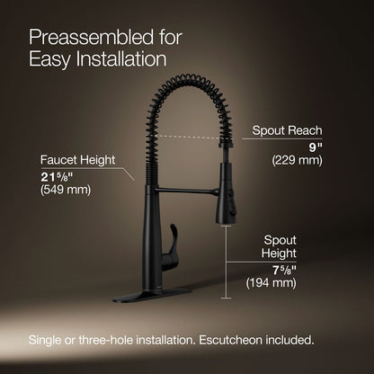 KOHLER K-22033 Simplice Semi-professional kitchen sink faucet with three-function sprayhead