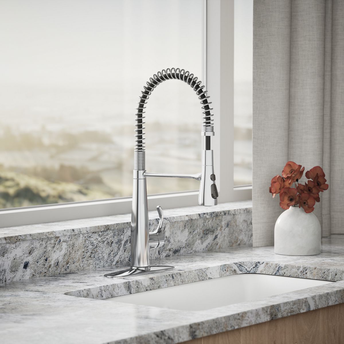 KOHLER K-22033 Simplice Semi-professional kitchen sink faucet with three-function sprayhead