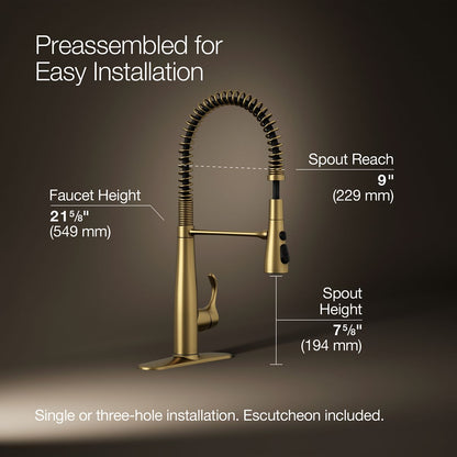KOHLER K-22033 Simplice Semi-professional kitchen sink faucet with three-function sprayhead