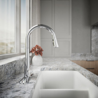 KOHLER K-22036 Simplice Touchless pull-down kitchen sink faucet with three-function sprayhead