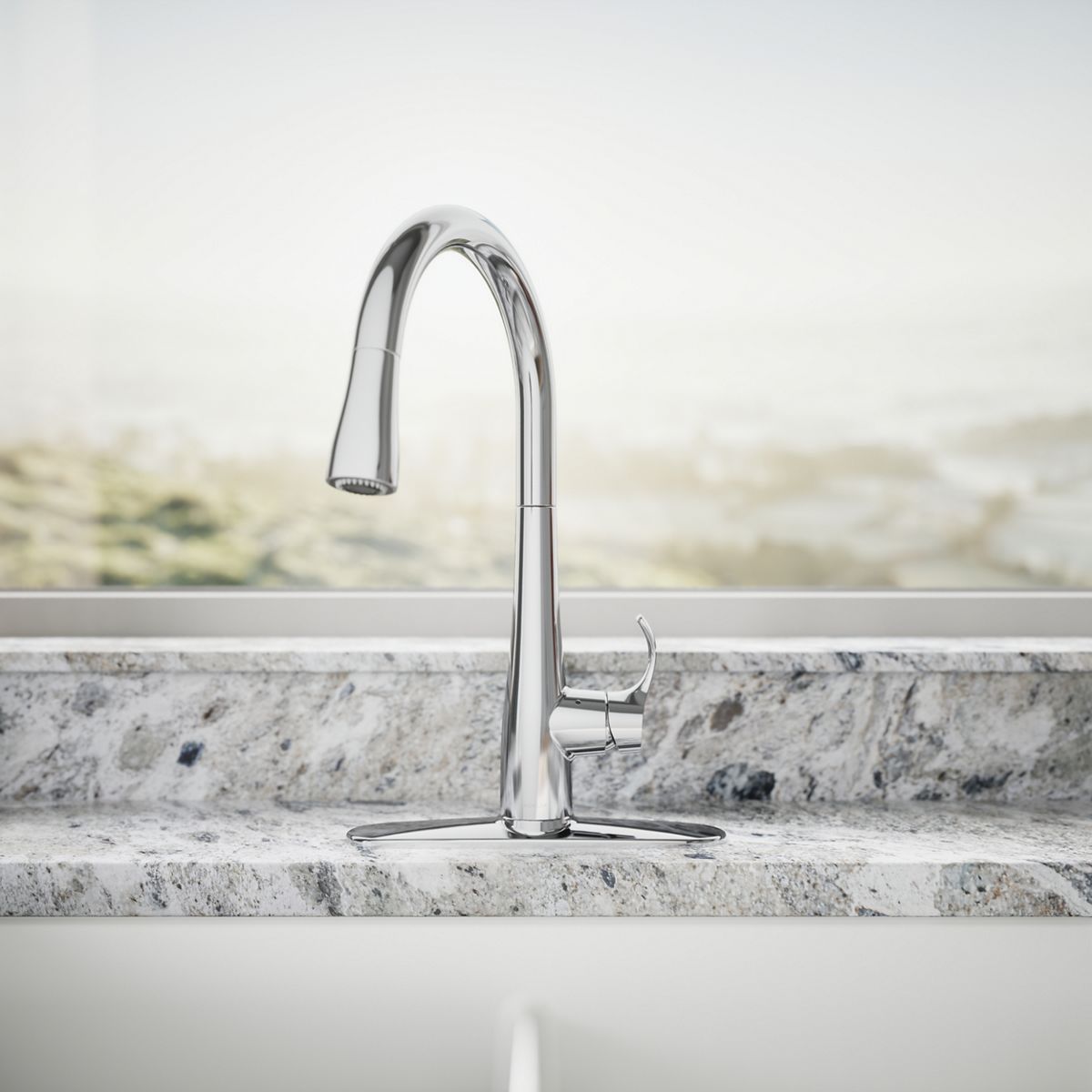 KOHLER K-22036 Simplice Touchless pull-down kitchen sink faucet with three-function sprayhead