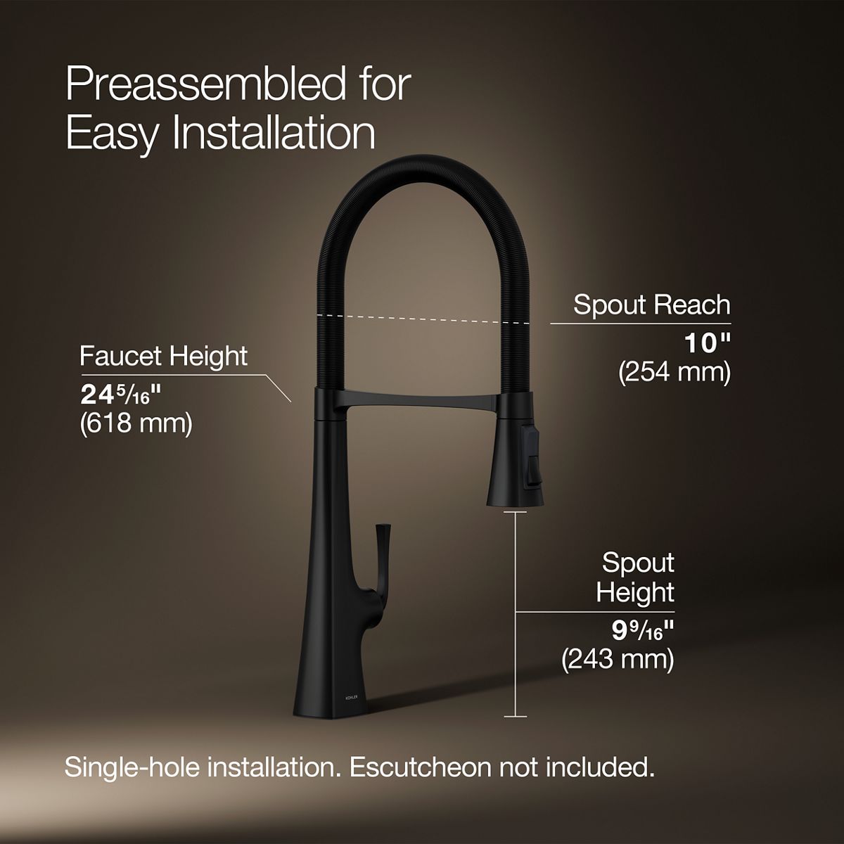 KOHLER K-22060 Graze Semi-professional kitchen sink faucet with three-function sprayhead