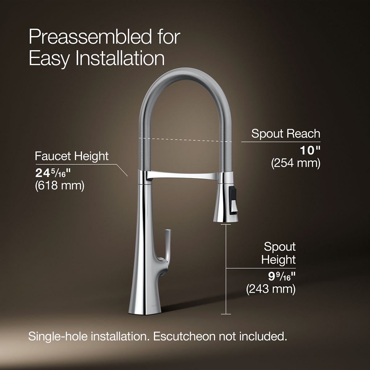 KOHLER K-22060 Graze Semi-professional kitchen sink faucet with three-function sprayhead