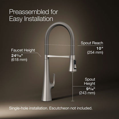 KOHLER K-22060 Graze Semi-professional kitchen sink faucet with three-function sprayhead