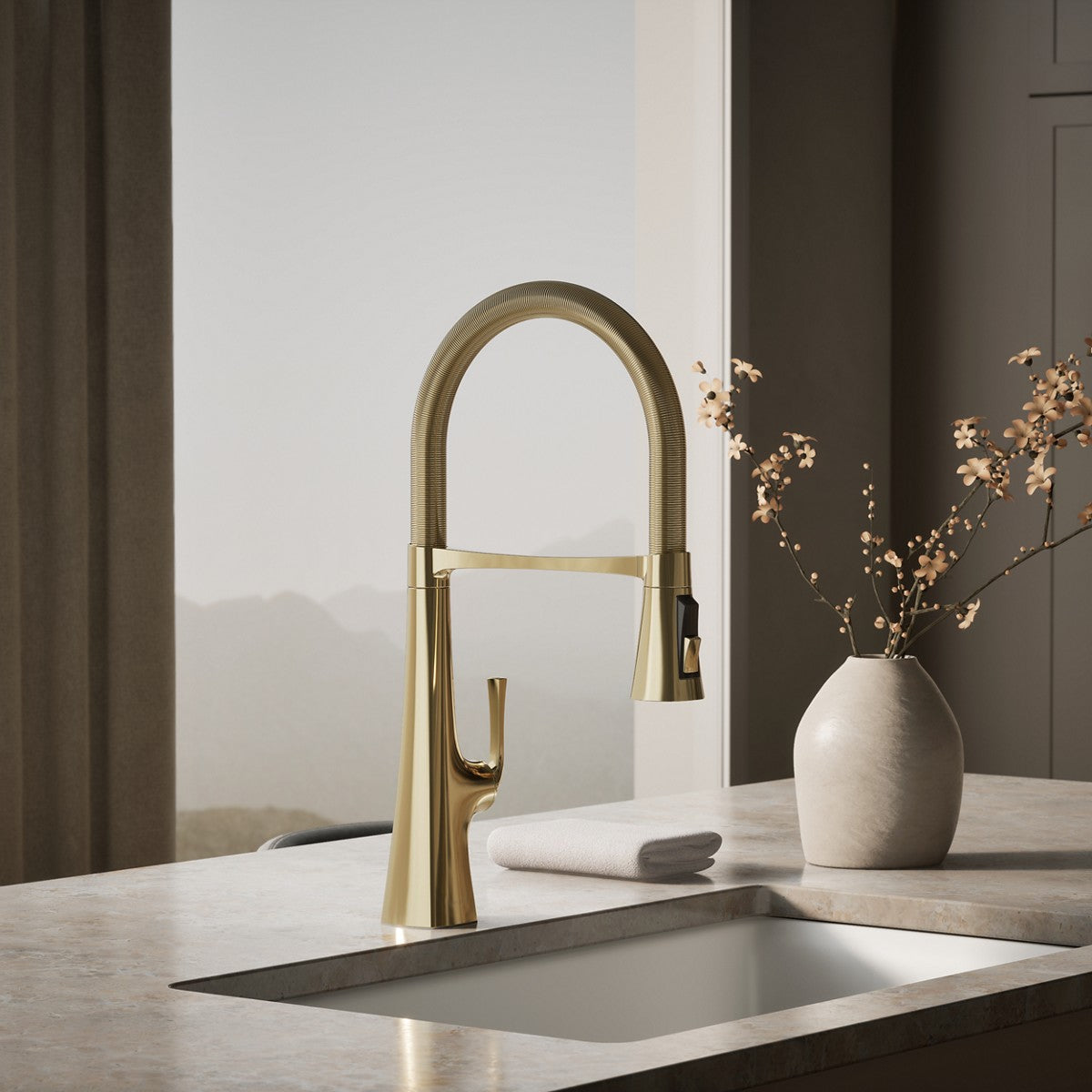KOHLER K-22061 Graze Semi-professional kitchen sink faucet with three-function sprayhead