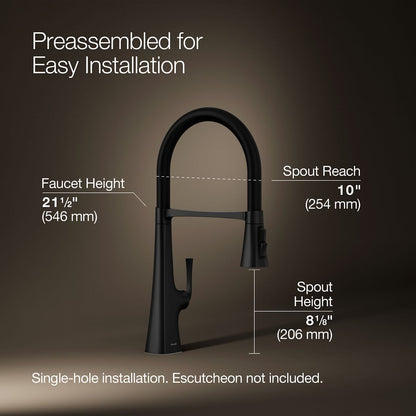 KOHLER K-22061 Graze Semi-professional kitchen sink faucet with three-function sprayhead
