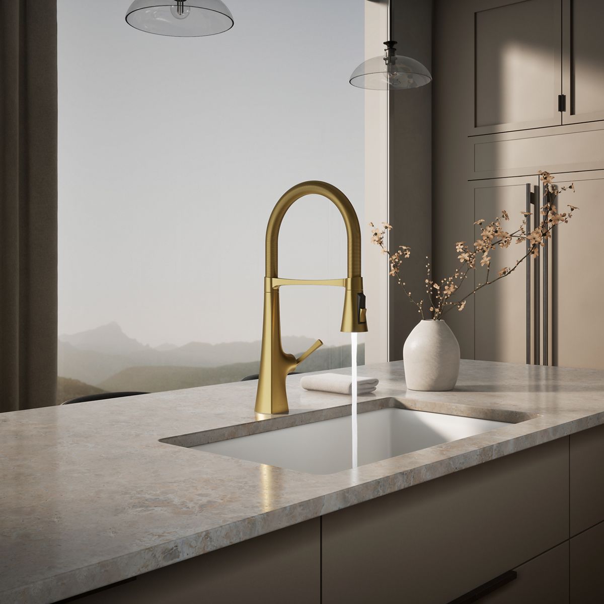 KOHLER K-22061 Graze Semi-professional kitchen sink faucet with three-function sprayhead