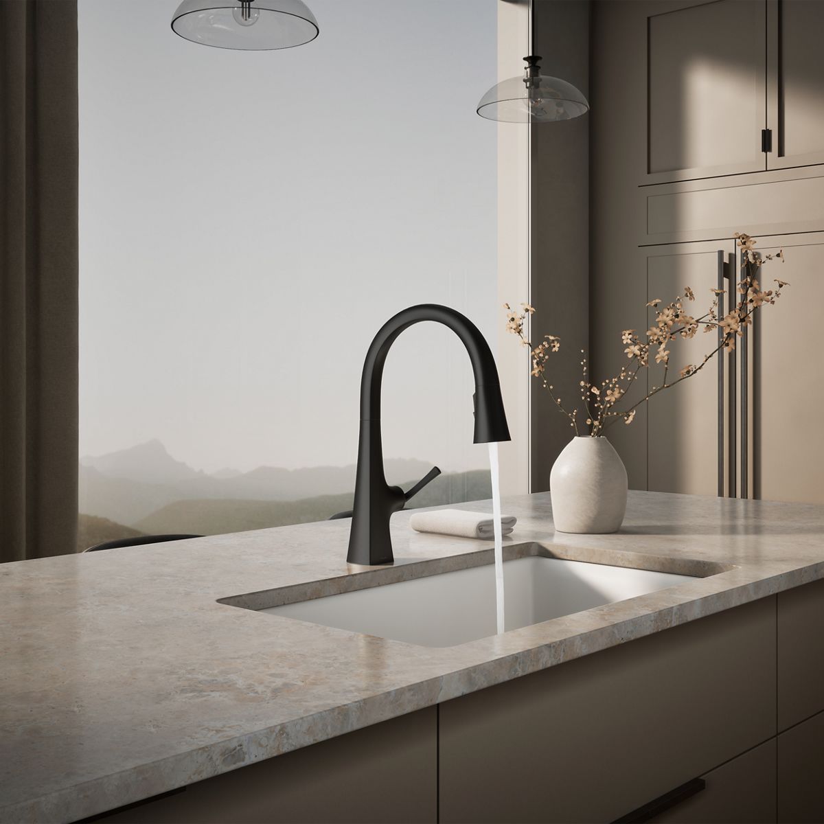 KOHLER K-22062 Graze Pull-down kitchen sink faucet with three-function sprayhead