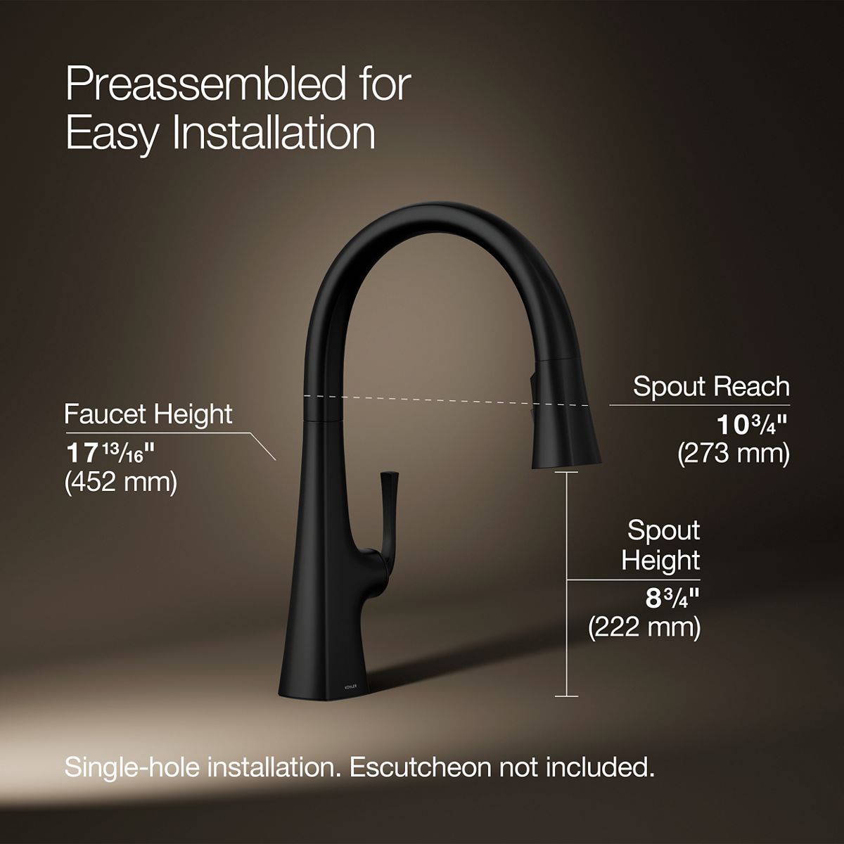 KOHLER K-22062 Graze Pull-down kitchen sink faucet with three-function sprayhead