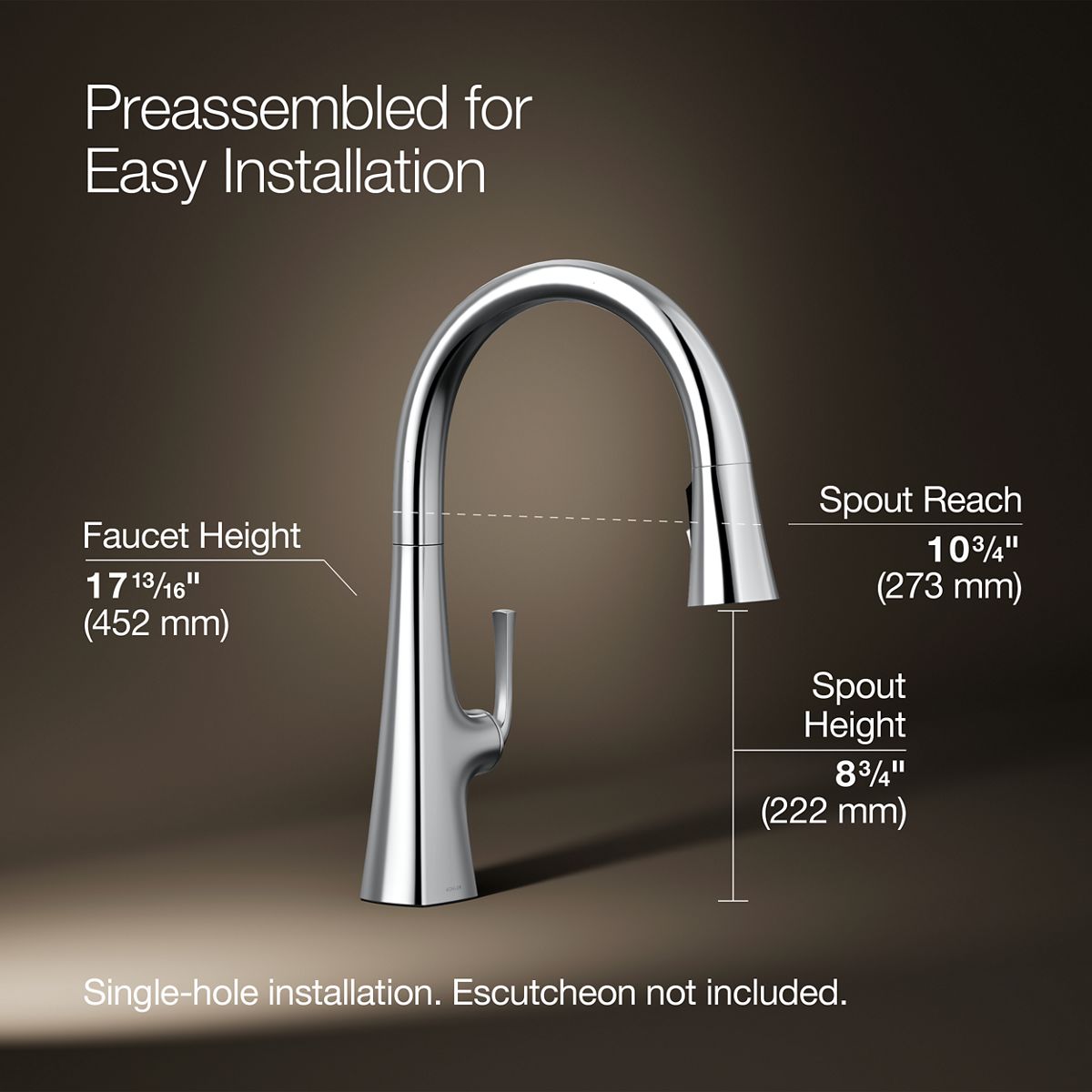 KOHLER K-22062 Graze Pull-down kitchen sink faucet with three-function sprayhead