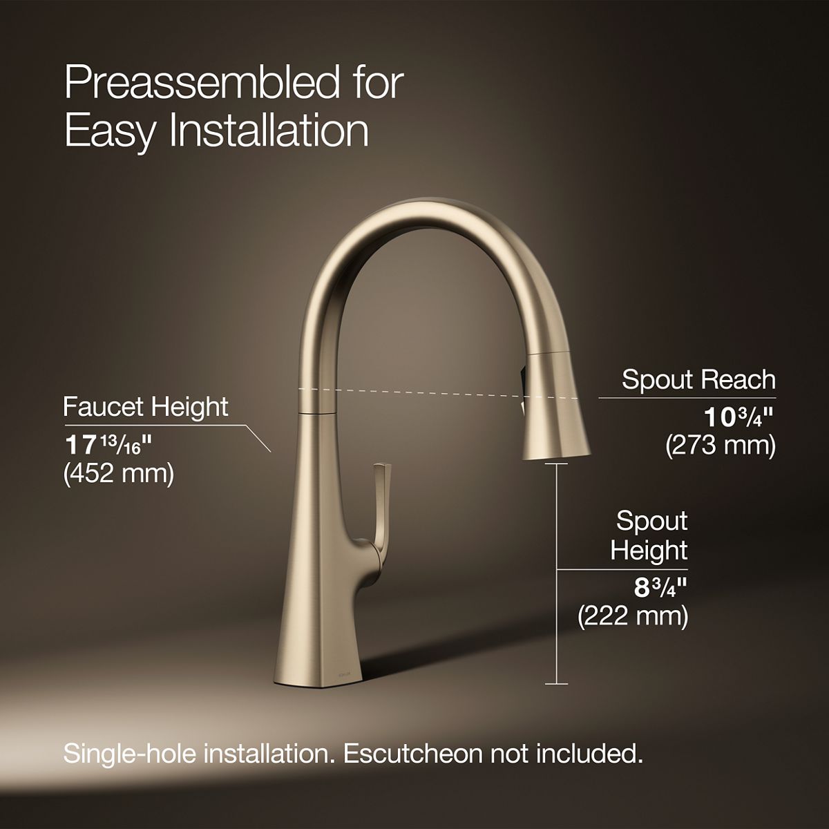 KOHLER K-22062 Graze Pull-down kitchen sink faucet with three-function sprayhead