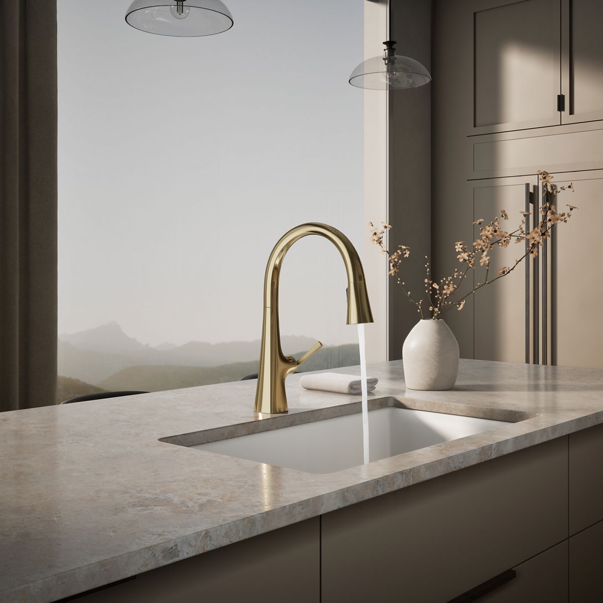 KOHLER K-22062 Graze Pull-down kitchen sink faucet with three-function sprayhead