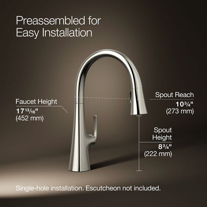KOHLER K-22062 Graze Pull-down kitchen sink faucet with three-function sprayhead