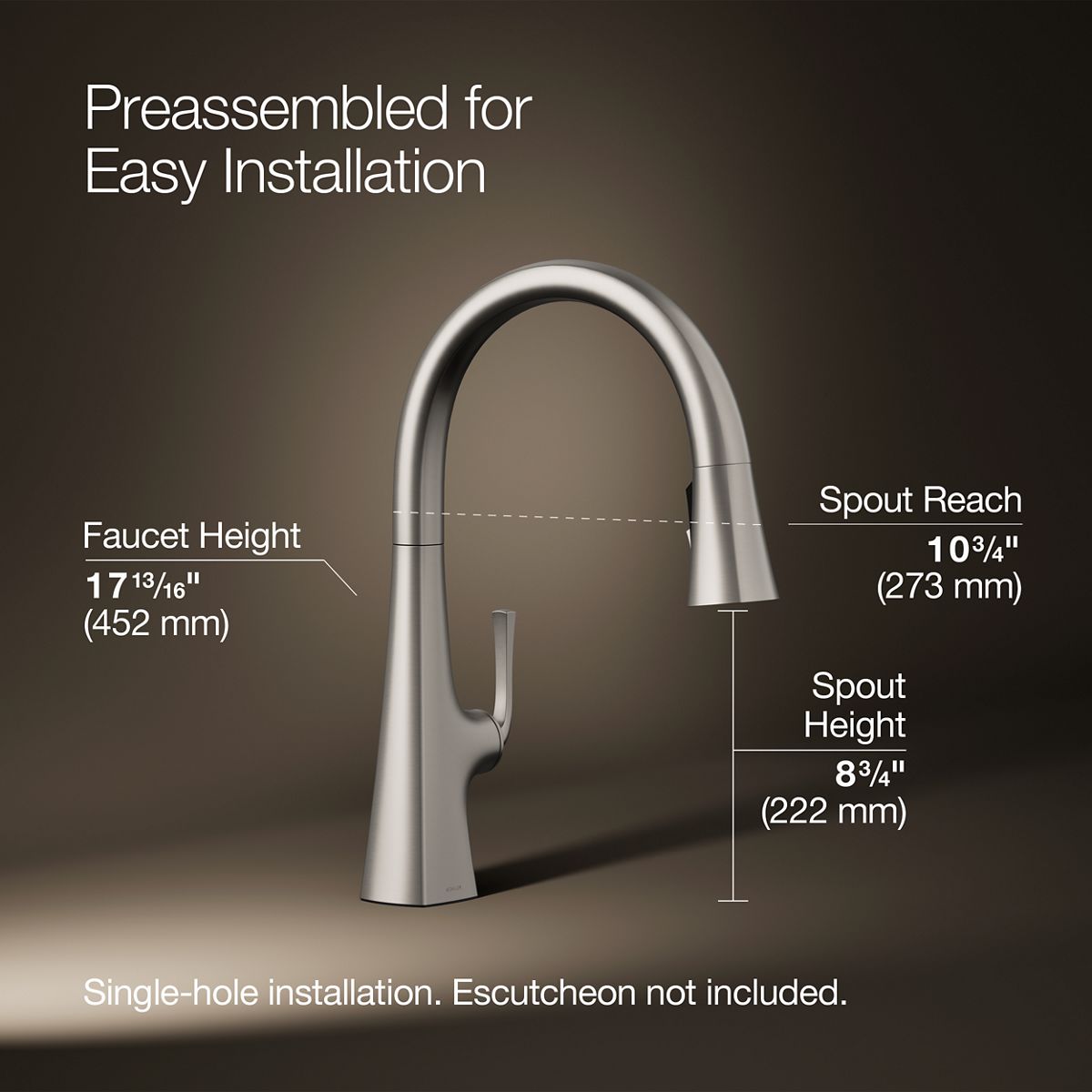 KOHLER K-22062 Graze Pull-down kitchen sink faucet with three-function sprayhead