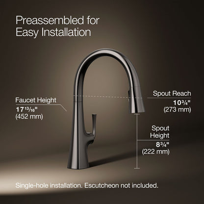 KOHLER K-22062 Graze Pull-down kitchen sink faucet with three-function sprayhead