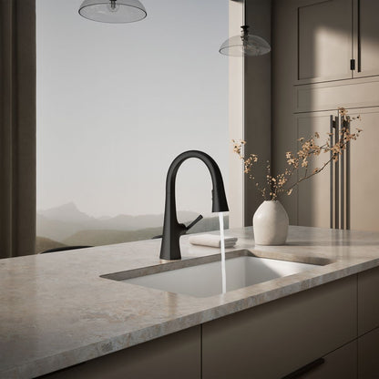 KOHLER K-22063 Graze Pull-down kitchen sink faucet with three-function sprayhead