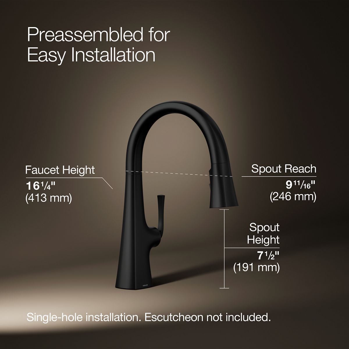 KOHLER K-22063 Graze Pull-down kitchen sink faucet with three-function sprayhead