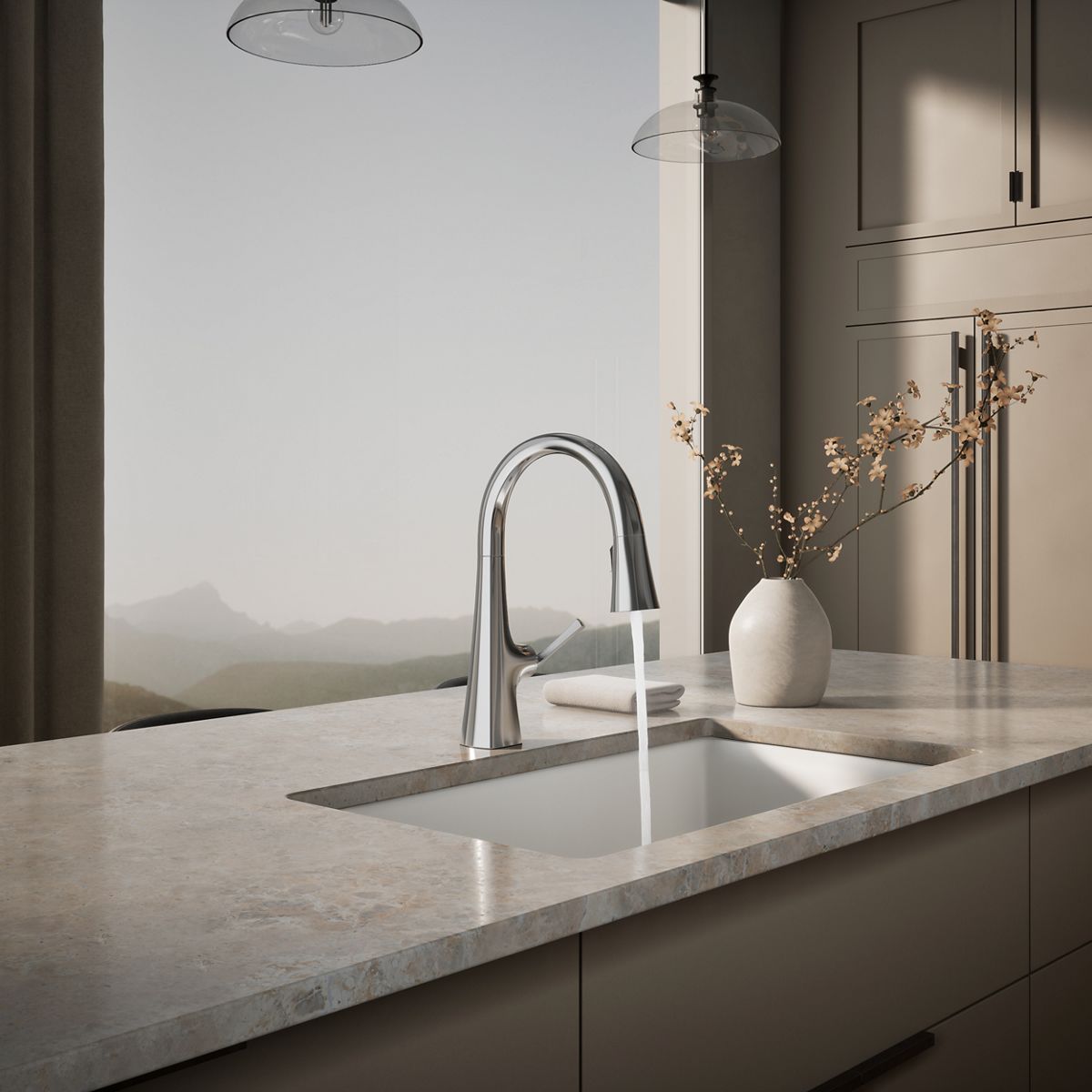 KOHLER K-22063 Graze Pull-down kitchen sink faucet with three-function sprayhead