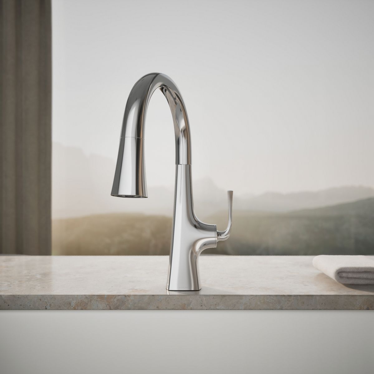 KOHLER K-22063 Graze Pull-down kitchen sink faucet with three-function sprayhead
