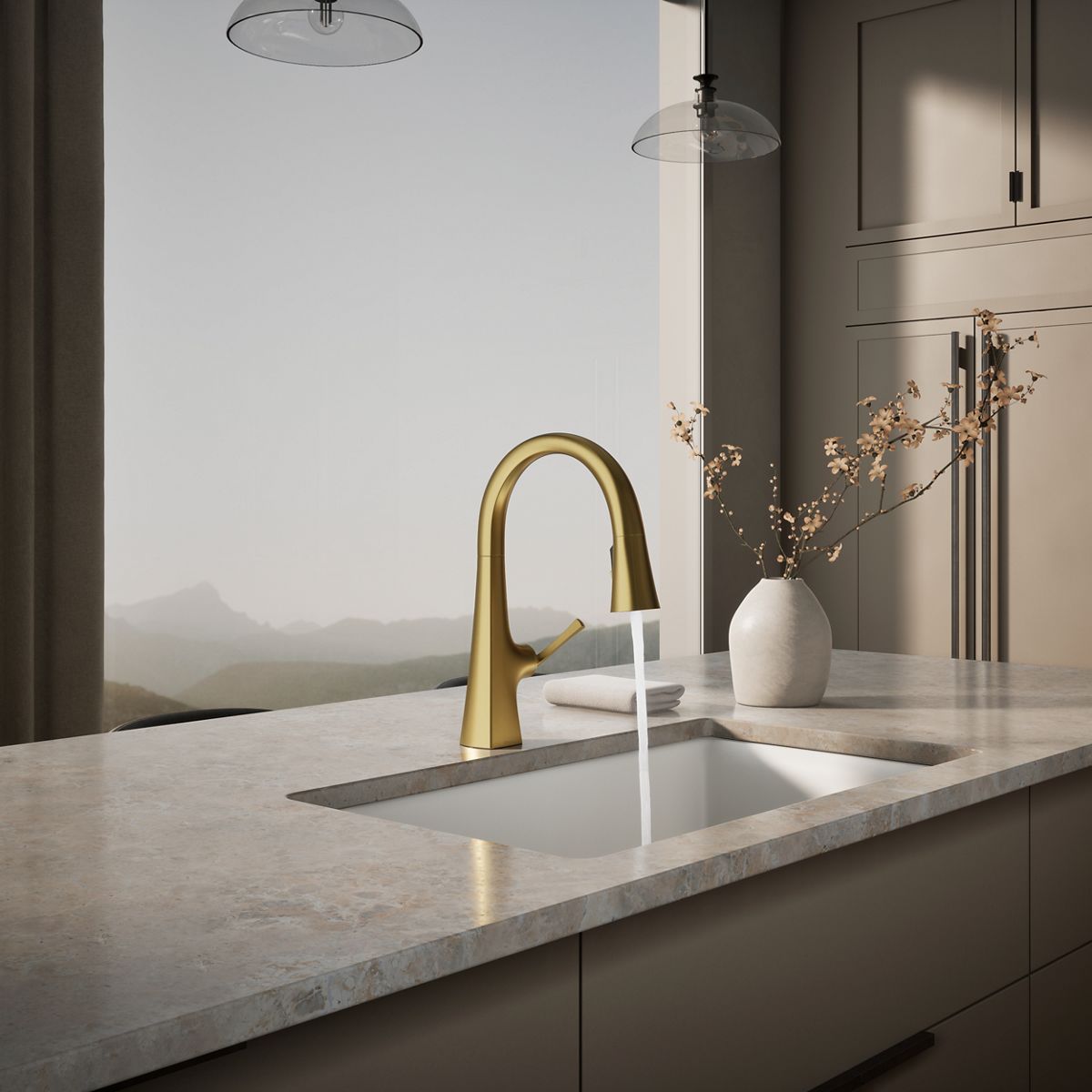 KOHLER K-22063 Graze Pull-down kitchen sink faucet with three-function sprayhead