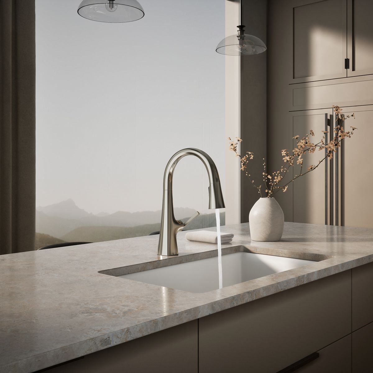 KOHLER K-22063 Graze Pull-down kitchen sink faucet with three-function sprayhead