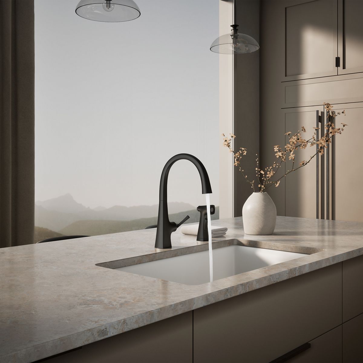 KOHLER K-22064 Graze Single-handle kitchen sink faucet with two-function side sprayer