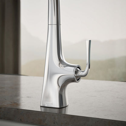 KOHLER K-22064 Graze Single-handle kitchen sink faucet with two-function side sprayer