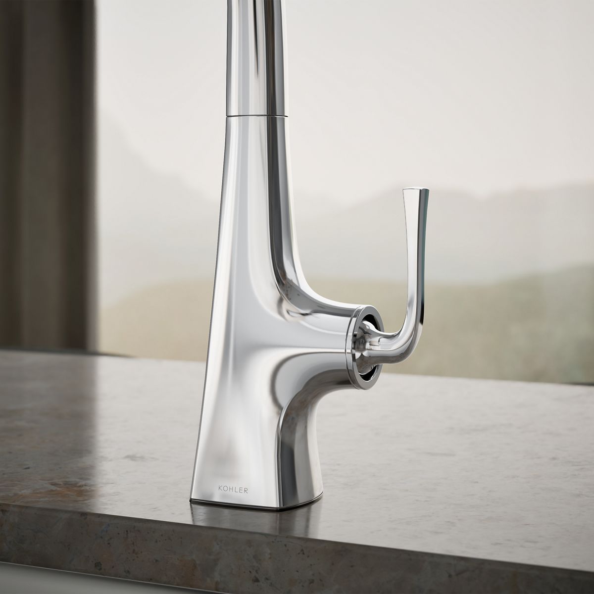 KOHLER K-22064 Graze Single-handle kitchen sink faucet with two-function side sprayer