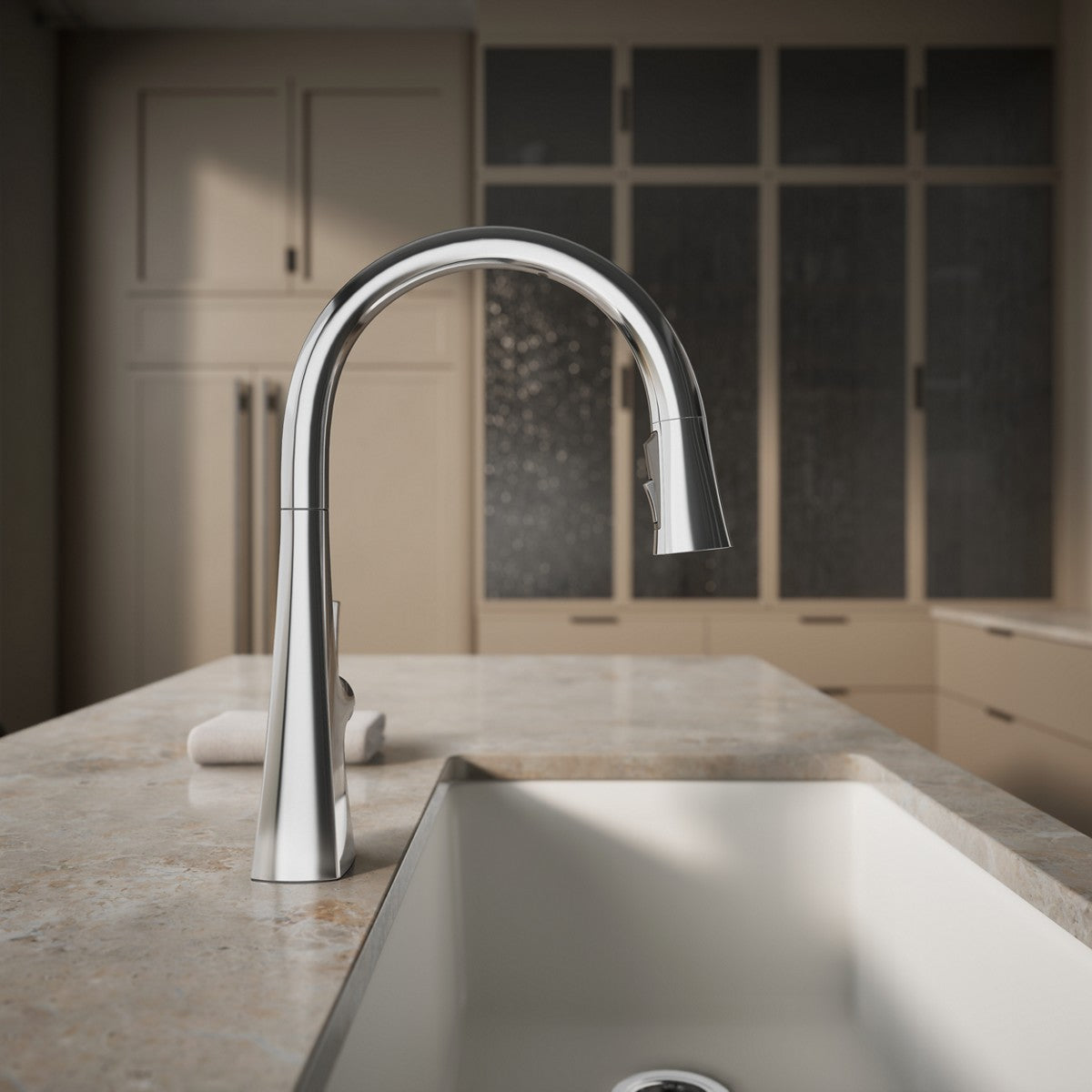KOHLER K-22068 Graze Touchless pull-down kitchen sink faucet with three-function sprayhead